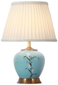 Fine Asianliving Chinese Tafellamp Witte Bloesems Bronzen Voet D36xH54cm