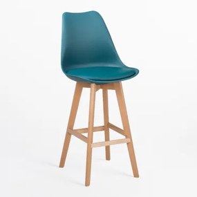Nordic Hoge Kruk Met Kunstleren Kussen Blauw – Intens Turquoise & ↑75 Cm - Sklum