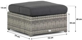 Loungeset tuin 4 personen Wicker Grijs  Garden Collections Giardino