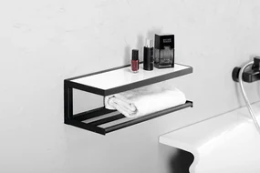 Sapho Industrial handdoekhouder met plateau zwart wit