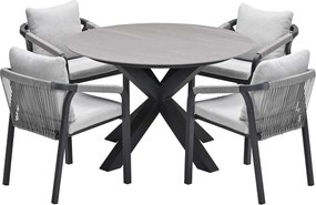 Garden Impressions Tarera tuinset 5-delig - Duuk tuintafel Ø120 cm