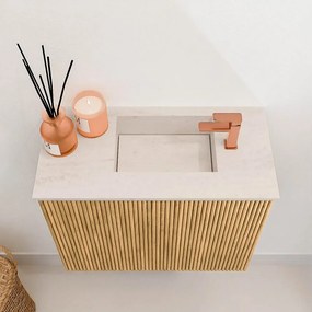 Mondiaz Joya DLux 50cm toiletmeubel oak met wastafel faye rechts 1 kraangat meli