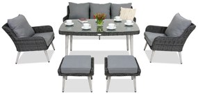 Bilbao Apetito tuinmeubelen 5 + 2 Garden Point poefs antraciet