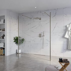 Fortifura Galeria Vrijstaande Inloopdouche - 160x200cm - Helder - antikalk - 8mm veiligheidsglas - 2 zijwanden 30cm - wandsteunen en hoekprofielen - Geborsteld Gunmetal PVD SW927771 2x/SW797918/SW797909 2x/SW798732 2x
