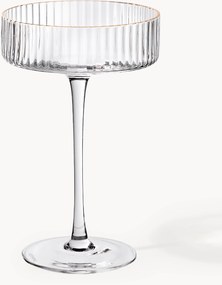 Mondgeblazen champagneglazen Aleo met goudkleurige rand, 4-delig