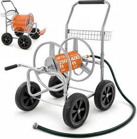VEVOR Slangenwagen, 7620/12191 cm hogedruk tuinslangenwagen, mobiele slanghaspel met vier wielen, handgreep en netmand, slanghaspel voor tuinirrigatie, autowasstraat, 855 x 550 x 890 mm
