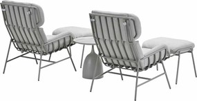 Garden Impressions Fresno loungestoelen taupe - Mati bijzettafel Ø50x48 cm
