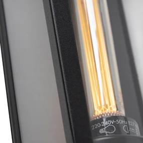 Moderne rechthoekige buiten wandlamp zwart met glas - Rotterdam Long