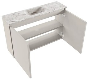 Mondiaz Ture DLux toiletmeubel 80cm linen met wastafel glace midden zonder kraangat