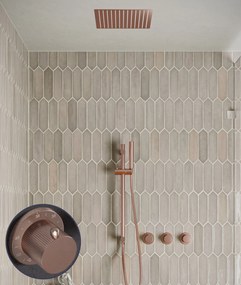 Saniclear Plus Stripes inbouw regendouche met inbouw douchekop 30x30cm, glijstang en staafhanddouche geborsteld koper