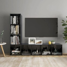 vidaXL Tv-meubelen 2 st 142,5x35x36,5 cm spaanplaat hoogglans zwart