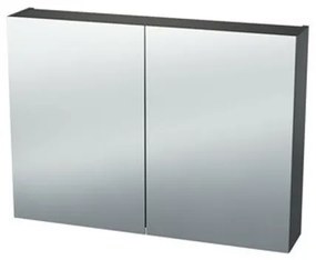 Nemo Spring Nebulo luxe spiegelkast - 90x65x17.8cm - 2 dubbelzijdige spiegeldeuren - glazen leggers - met stopcontact - zonder schakelaar - kleur: U960 ST9 Onyx Grey 20037060