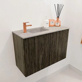Mondiaz Joya DLux 60cm toiletmeubel shadow met wastafel faye links 1 kraangat glace