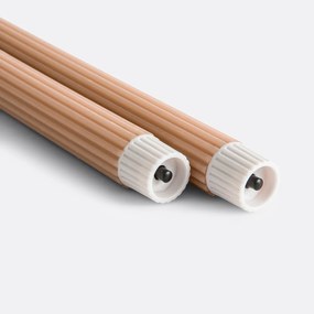 Set van 2 gestreepte wax LED-kaarsen, Caspar