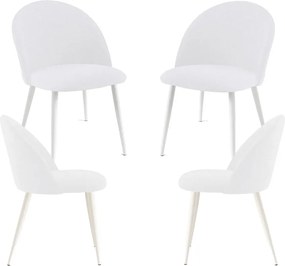 Set 4 White Vint Stoffen Stoelen