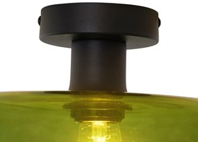 Retro plafondlamp zwart met groen glas - Bizle Retro E27 rond Binnenverlichting Lamp