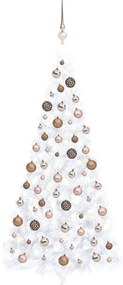 vidaXL Kunstkerstboom met LED's en kerstballen half 240 cm wit