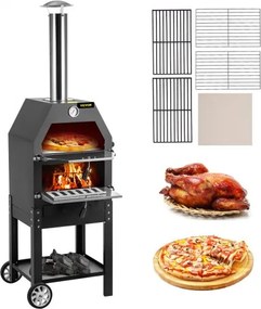 VEVOR Draagbare Pizzaoven Buiten 30 cm Roestvrijstalen Pizzaoven 458 x 464 x 1418 mm Houtgestookte Pizzaoven Buiten Gemaakt van Gietijzer en Roestvrij Staal Ideaal voor Verschillende Buitenbakplaatsen