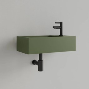 Sanigoods Luko fontein 40x22cm rechts met kraangat olijfgroen