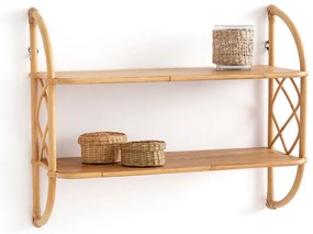 Dubbele wandplank in rotan L60 cm, Malu