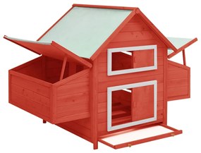 vidaXL Kippenhok 152x96x110 cm massief vurenhout rood en wit