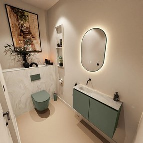 Mondiaz Ture DLux toiletmeubel 80cm army met wastafel ostra links zonder kraangat