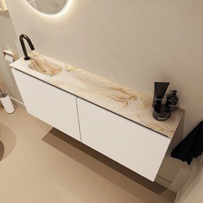 Mondiaz Ture DLux toiletmeubel 120cm talc met wastafel frappe links met kraangat