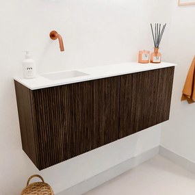Mondiaz Joya 100cm toiletmeubel walnut met wastafel faye links zonder kraangat talc