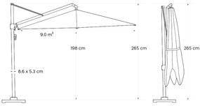 Platinum Challenger zweefparasol 3x3m T2 premium (excl.voet)