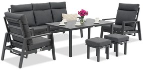 Murcia Apetito 5 aluminium tuinset met Garden Point poefs antraciet