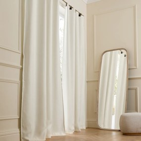 Verduisteringsgordijn van gewassen linnen, leren lussen, Private