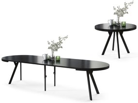EXPANSO Czarny Mat/zwarte poten - GROTE RONDE TAFEL Ø110 UITBREIDBAAR TOT 310 cm met Y-POTEN LOFT/INDUSTRIAL