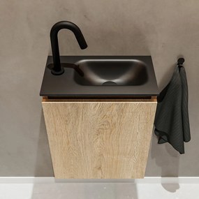 Mondiaz Ture 40cm toiletmeubel washed oak met wastafel urban rechts 1 kraangat