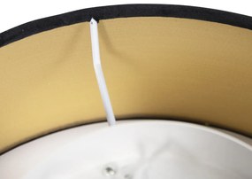 Moderne plafondlamp zwart 30 cm met gouden binnenkant - Drum