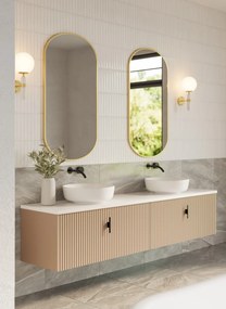 Muebles Ezra badmeubel ribbelfront 200cm macchiato met wit toppaneel zonder waskom