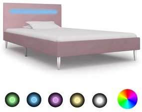 vidaXL Bedframe met LED stof roze 90x200 cm