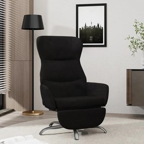 vidaXL Relaxstoel met voetensteun microvezelstof zwart