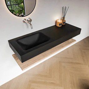 Zaro Alan badmeubel 130cm met planchet washed oak en vrijhangende wastafel cloud links zonder kraangat urban