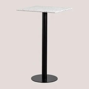 Vierkante Hoge Bartafel 60x60 Cm In Dolce Terrazzo Ivoorkleurig Terrazzo - Zwart - Sklum