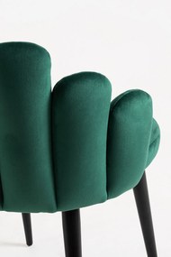 Set 4 Hand Fluwelen Stoelen Zwarte Poten