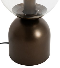 Hotel chique tafellamp donkerbrons met helder glas - Pallon TrendHotel chique E27 bol / globe / rond Binnenverlichting Lamp