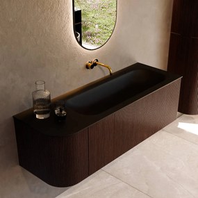 Mondiaz Kurve 135cm badmeubel ronding links ruby met 1 lade en deur en wastafel big medium rechts zonder kraangat urban
