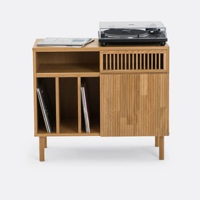 Vinyl meubel in massief eik, Bilbao