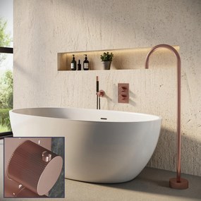 Saniclear Copper Stripes Pro inbouw badkraan met vrijstaande uitloop geborsteld koper