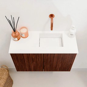 Mondiaz Joya 60cm toiletmeubel ruby met wastafel faye rechts zonder kraangat talc