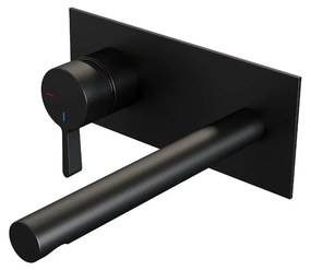 Brauer Black Edition ColdStart wastafelkraan inbouw rechte uitloop met achterplaat model E2 zwart mat