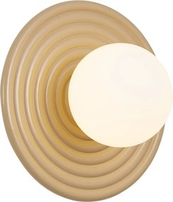 Retro wandlamp taupe met opaal rond 20cm IP44 - Lila