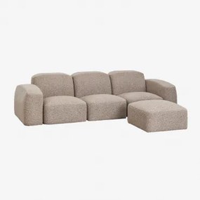 Bastian 3-delige Modulaire Bank En Poef Bouclé Mokkabruin - Sklum