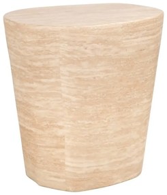 Richmond Interiors Fictus Beige Bijzettafel Travertin - 49 X 43cm.