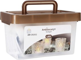Ambiance Box LED Theelichtjes – 24 stuks – D3,8 x H1,8 cm – realistische vlam – batterij inbegrepen
